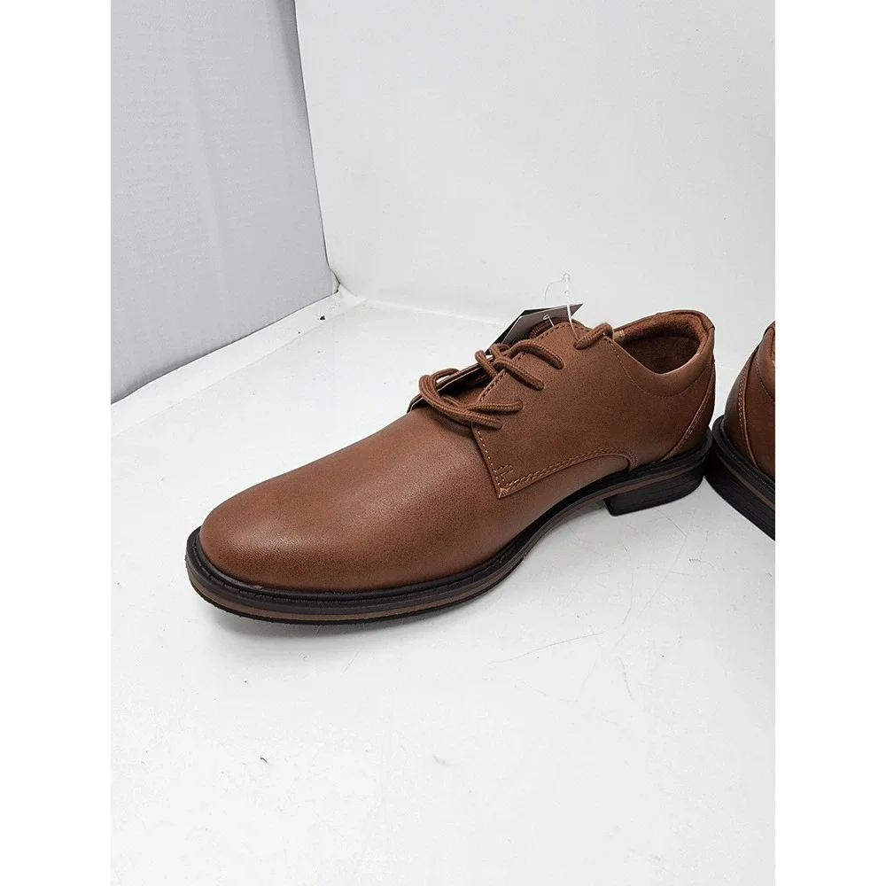 Goodfellow‎ & Co Mens Leo Plain Toe Derby Dress Shoes Brown Faux Leather Size 9
